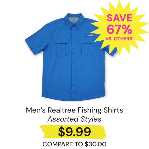 $9.99 Men's Realtree Fishing Shirts Save 67% vs. Others