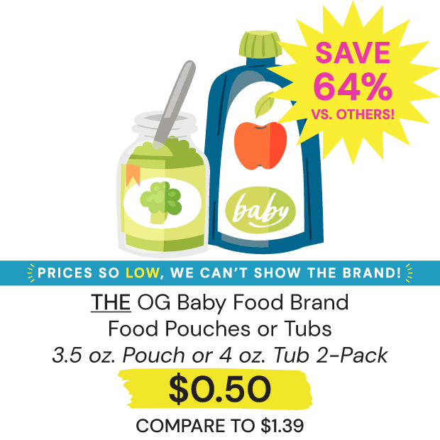 $0.50 OG Baby Food Brand Food Pouches or Tubs Save 64% vs. Others