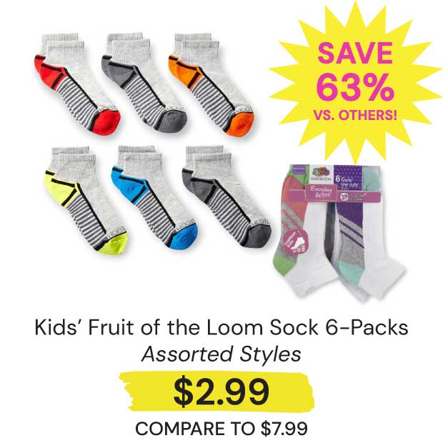 Kids-Fruit-of-the-Loom-Sock-6-Packs
