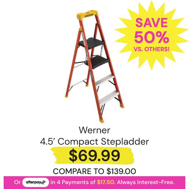 $69.99 Werner 4.5' Compact Stepladder Save 50% vs. Others