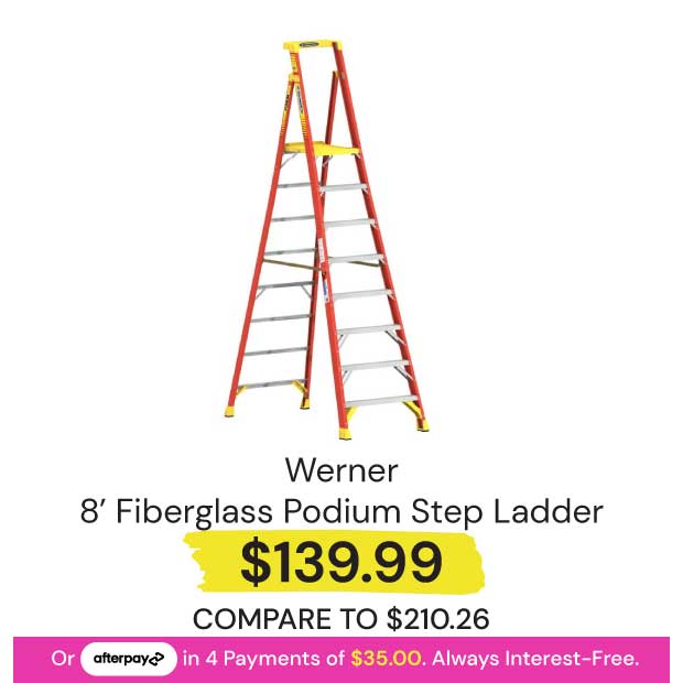$139.99 Werner 8' Fiberglass Podium Step Ladder