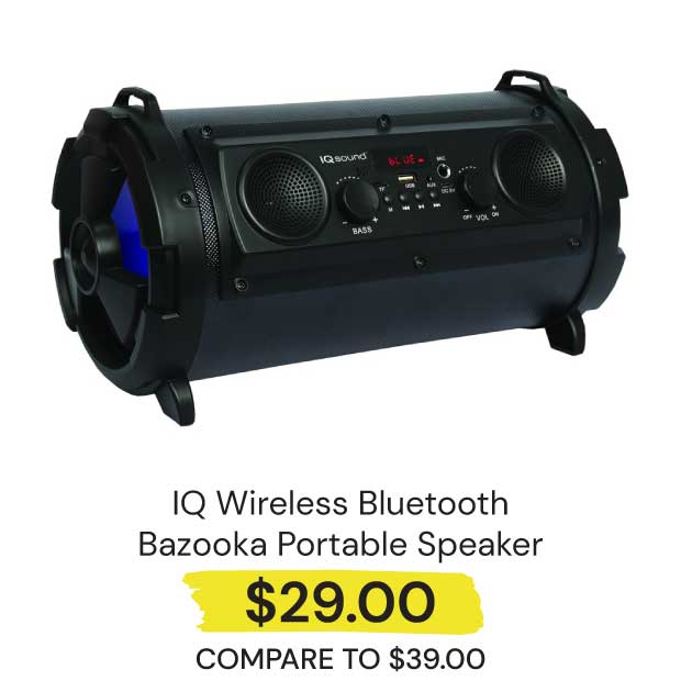 $29 IQ Wireless Bluetooth Bazooka Portable Speaker