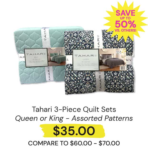 $35 Tahari 3-Piece Quilt Sets Queen or King Save Up to 50% vs. Others!
