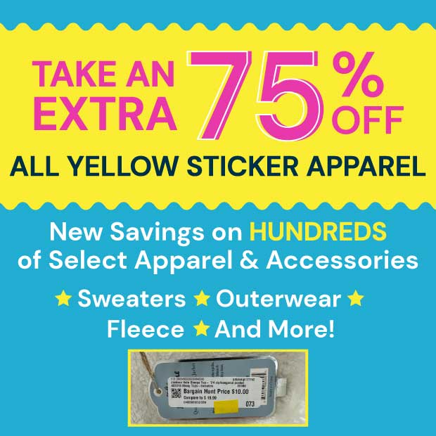 Take an Extra 75% Off All Yellow Sticker Apparel