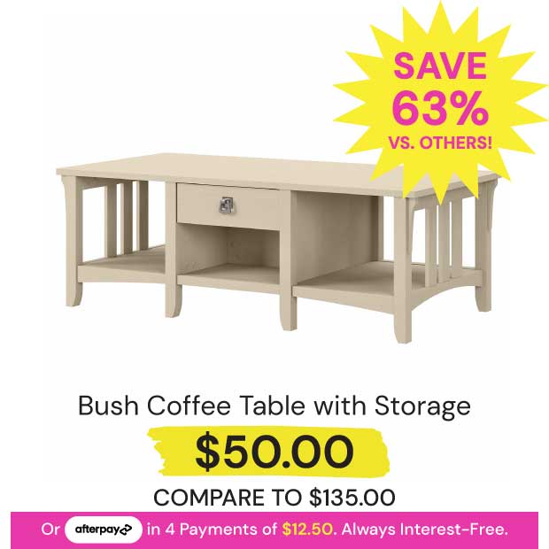 $50 Bush Coffee Table with Storage Save Up to 63% vs. Others!