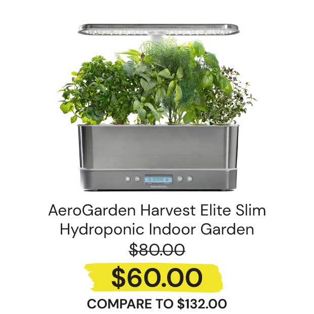 AeroGarden-Harvest-Elite-Slim-Stainless-Steel-Hydroponic-Indoor-Garden